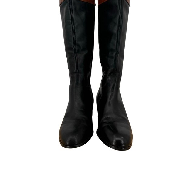 Valdini Womens Daelin Black Brown Leather Boots riding style Block Heel size 9 - Picture 6 of 16